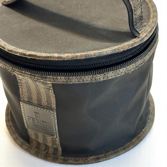 Fendi Complemento Cosmetics Bag Case Black Nylon Pequin Striped w/Comb & Mirror - Picture 11 of 12